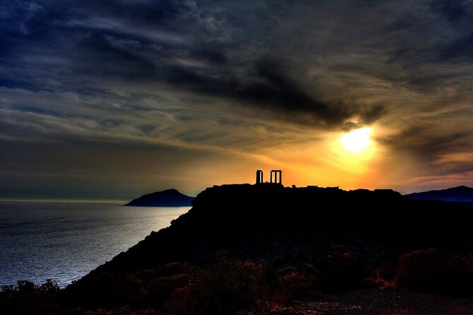 Amazing Sunset at Poseidon's Temple, Cape Sounio - The Temple of Poseidon Above the Sea