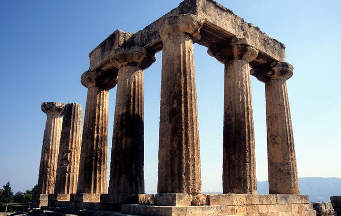 Ancient Corinth, Sanctuary of Hera, Blue Lake & Canal from Athens - A village pause gives the ruins a human scale