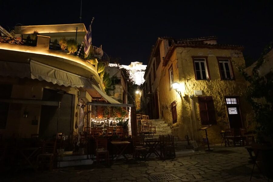 Athens at Night Small-Group Walking Tour with Dinner - Ancient forums, the Stoa of Attalos, and night photography