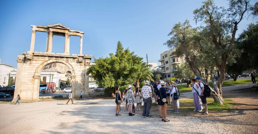 Athens Full Day Tour, Acropolis, Museum & Cape Sounion - Reaching the Acropolis above Athens