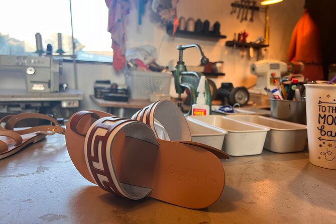 Athens Make Your Own Greek Leather Sandals Workshop - Helping craft the sandals by hand