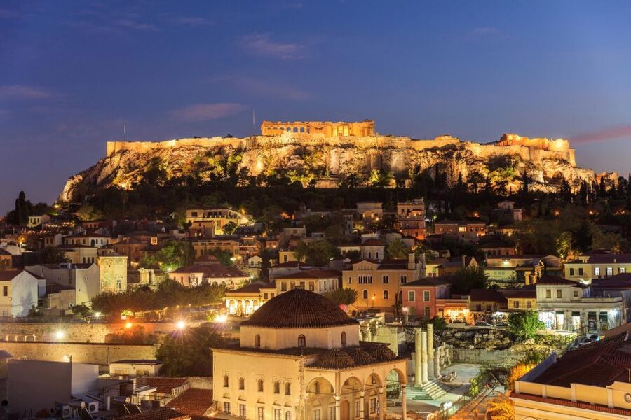 "Athens Night Experience - 4Hours" - Monastiraki and the Ancient Agora from the car