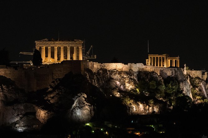 Athens Night Sightseeing Tour with Greek Dinner Show - Greek food, with limited choices