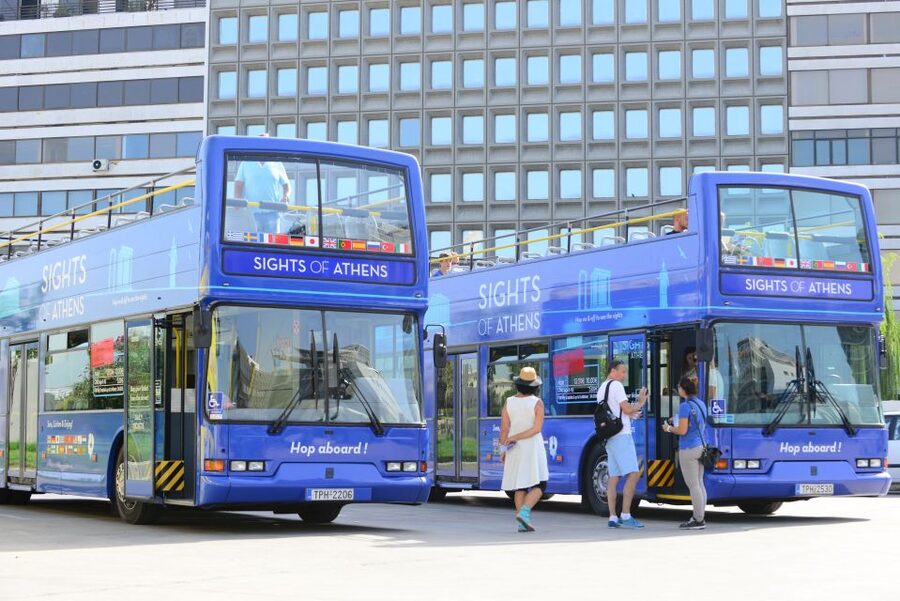 Athens, Piraeus, and Coastline: Blue Hop-On Hop-Off Bus - The Acropolis stop and central Athens