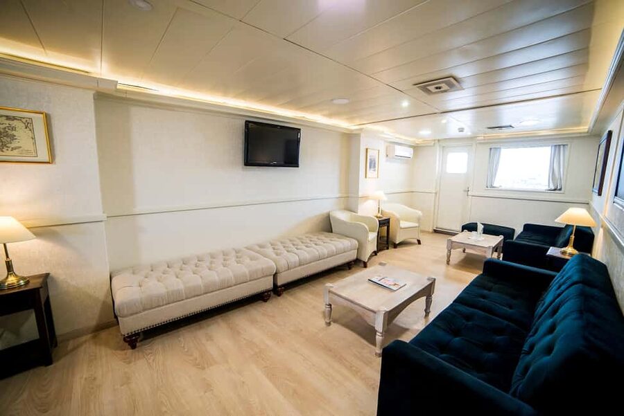Athens: VIP Swimming Cruise to three islands - Your private deck and lounge area