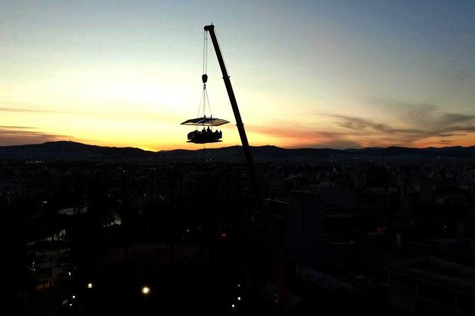 Dinner in the Sky Athens - A dinner table above Technopolis