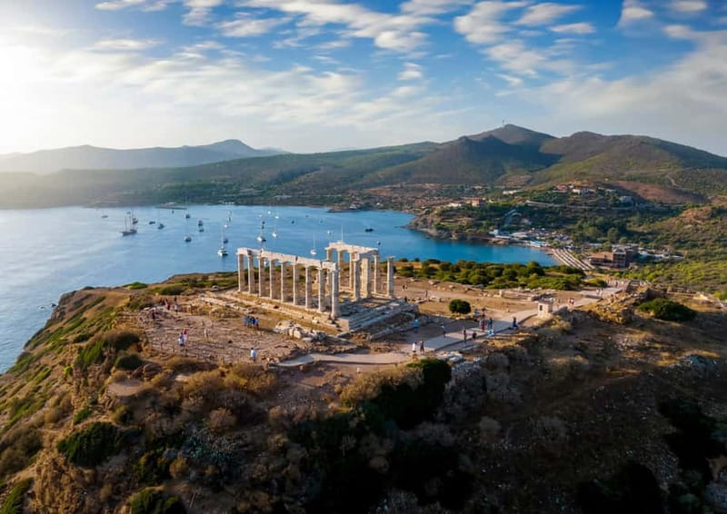 From Athens: Lake Vouliagmeni Spa & Temple of Poseidon Tour - Eating with an Aegean view