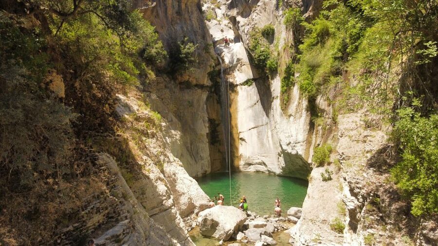 From Athens: Manikia Gorge Canyoning - Getting fitted with helmet, harness, and wetsuit