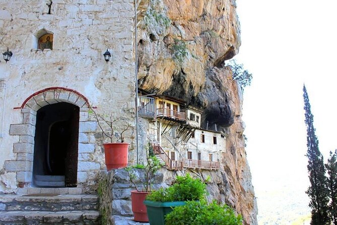 Mt. Villages of Arcadia & Clifftop Monastery Private Day Trip - Moni Agiou Ioanni Prodromou hangs above the gorge
