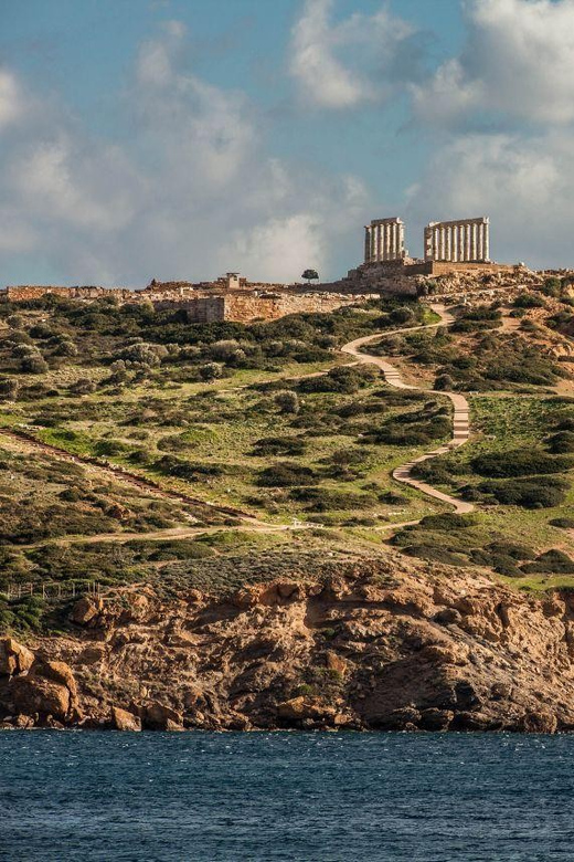 Temple of Poseidon - The Temple of Poseidon above the Aegean Sea